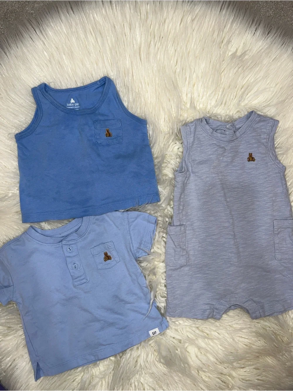 GAP Blue & Light Blue 3-Piece Baby Tank, Tee & Romper Set